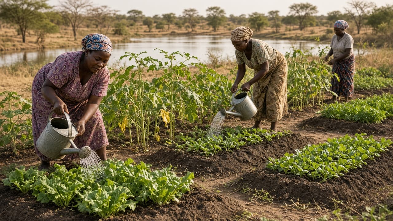 Women tending dry-season vegetable beds near Savelugu